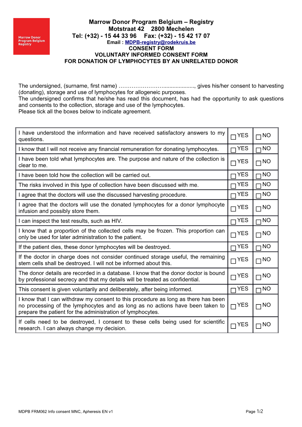 Voluntary Informed Consent Form