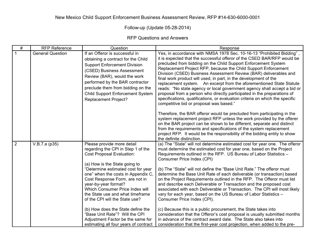 HEM Systems RFP 00-665-00-65874 - Questions and Answers (Draft)