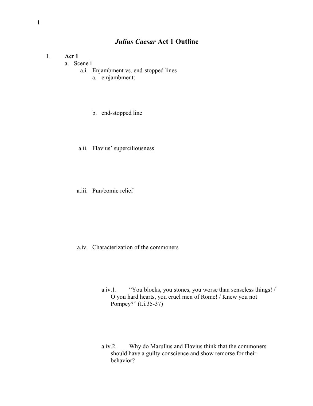 Julius Caesar Act 1 Outline