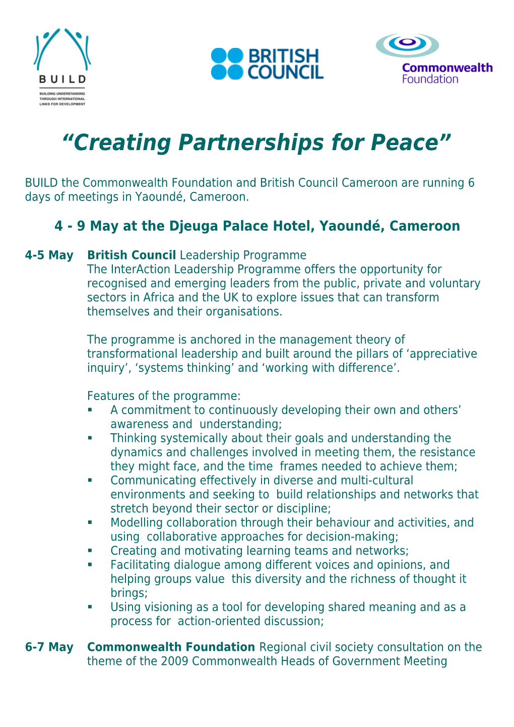Creating Partnerships for Peace