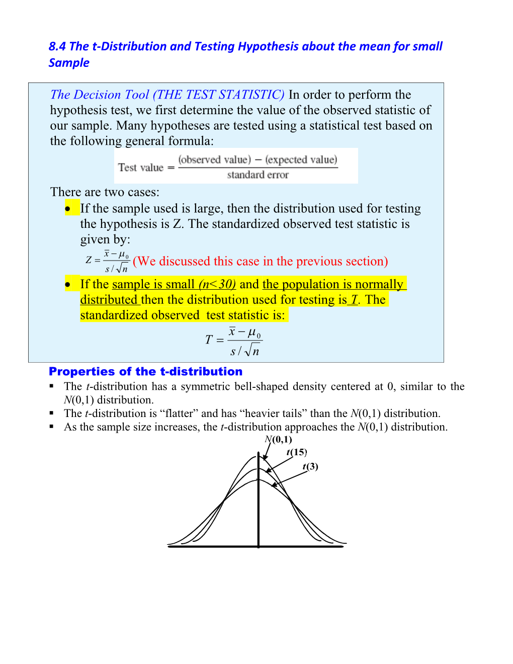 Properties of the T-Distribution