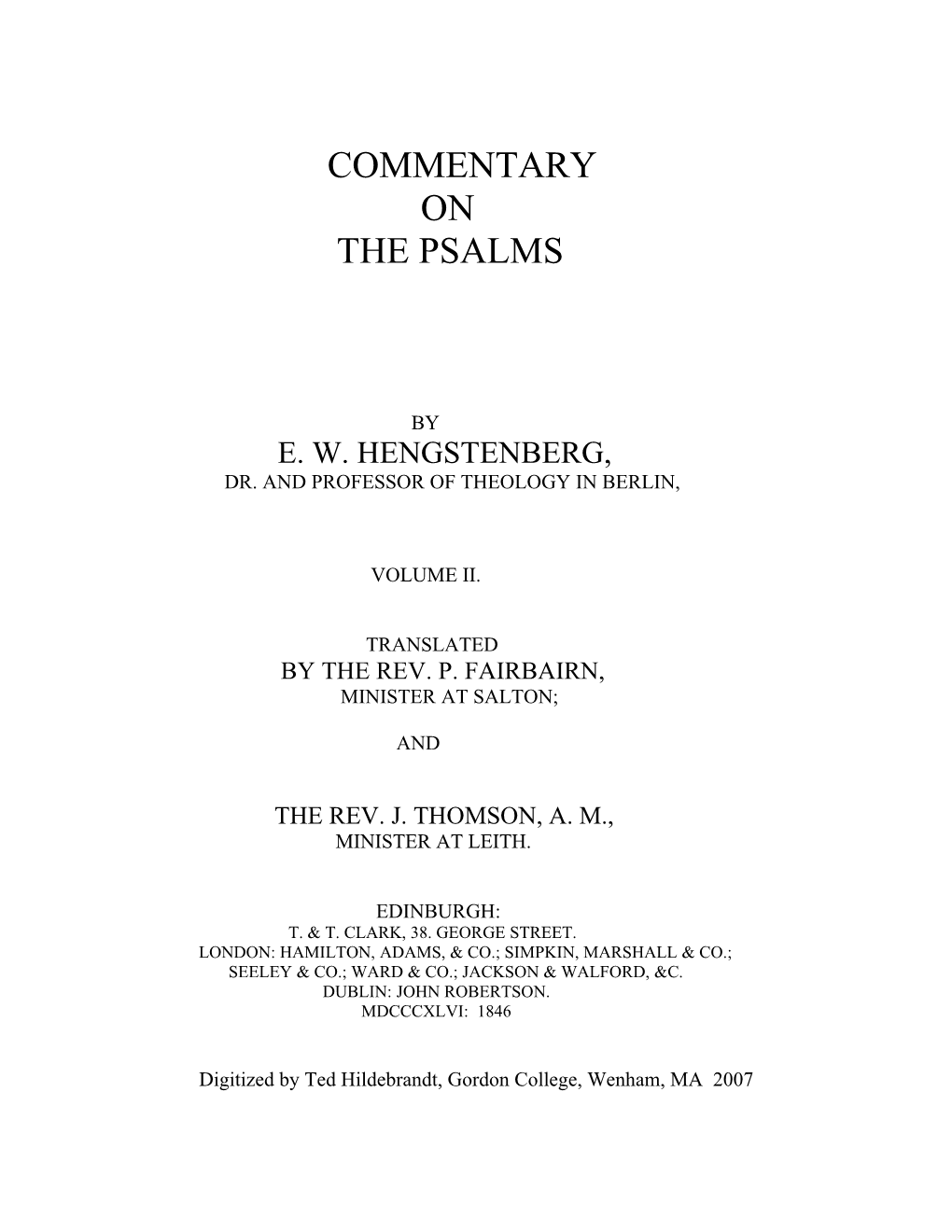 Commentary on the Psalms