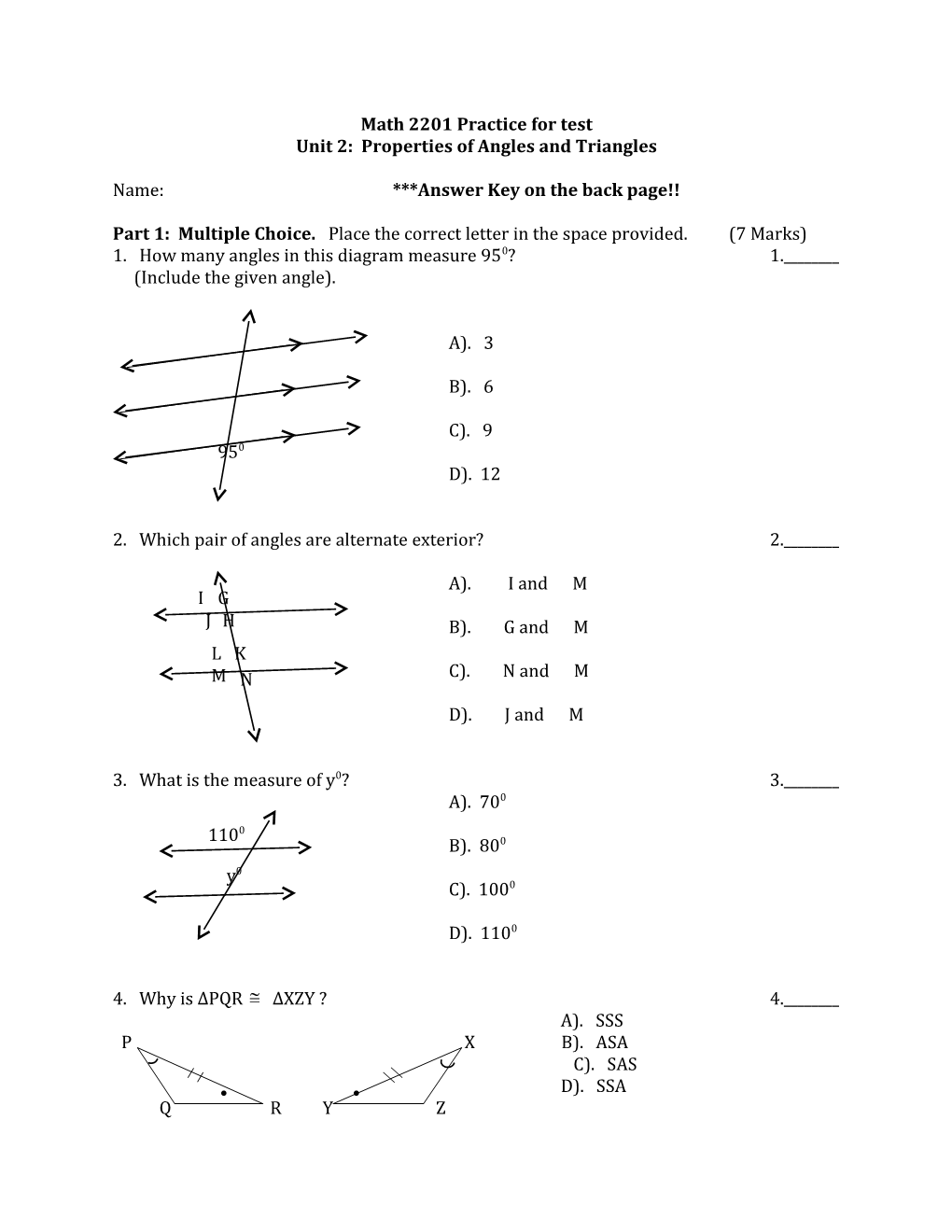 Math 2201 Practice for Test