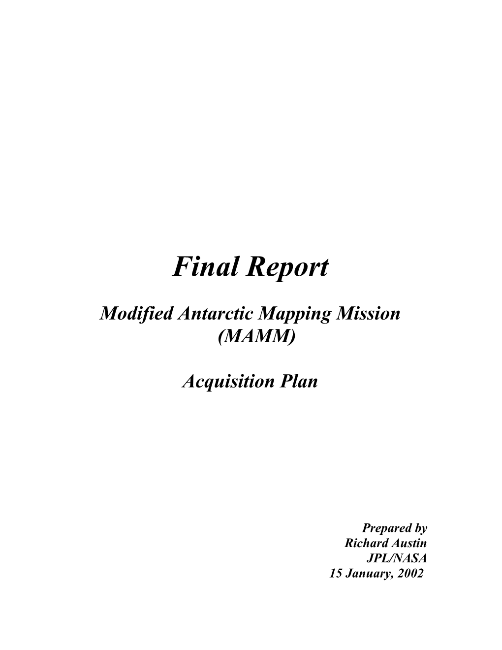 Modified Antarctic Mapping Mission (MAMM)