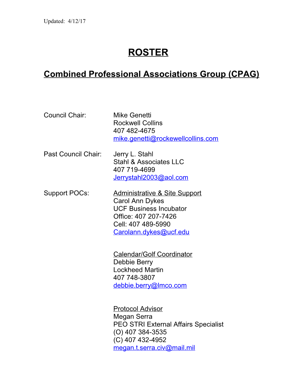 Combined Professional Associations Group (CPAG)