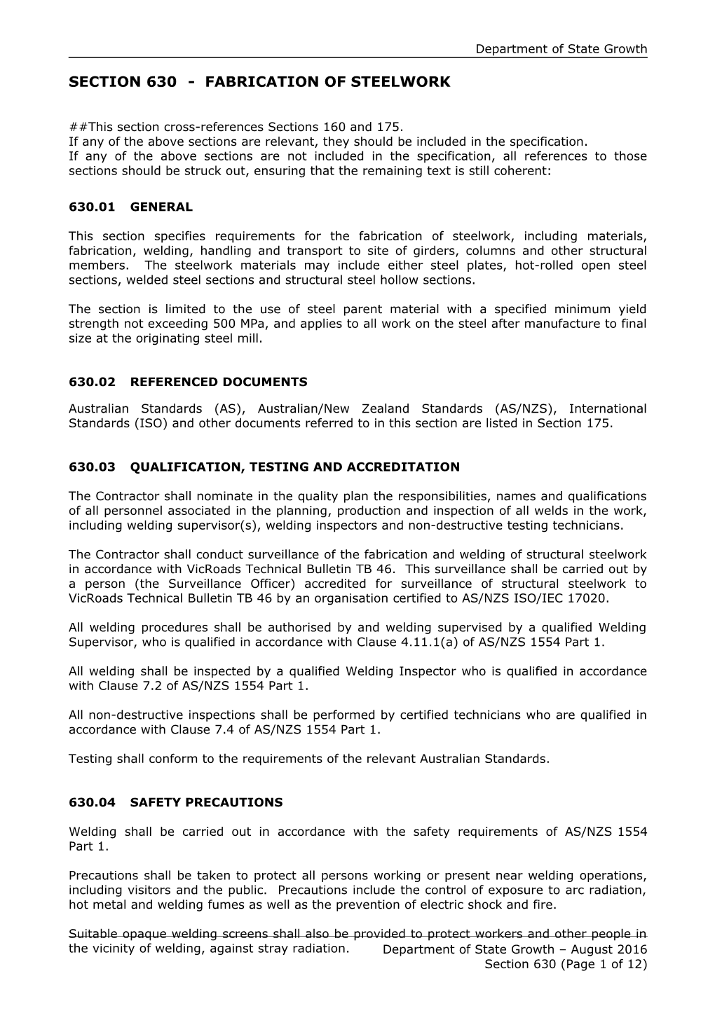 Section630 Fabrication of Steelwork