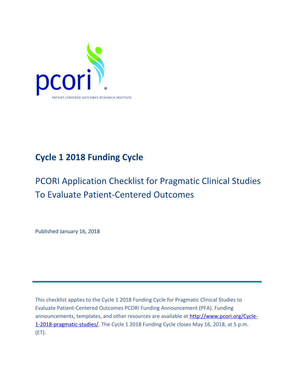 Cycle 1 2018 Funding Cycle