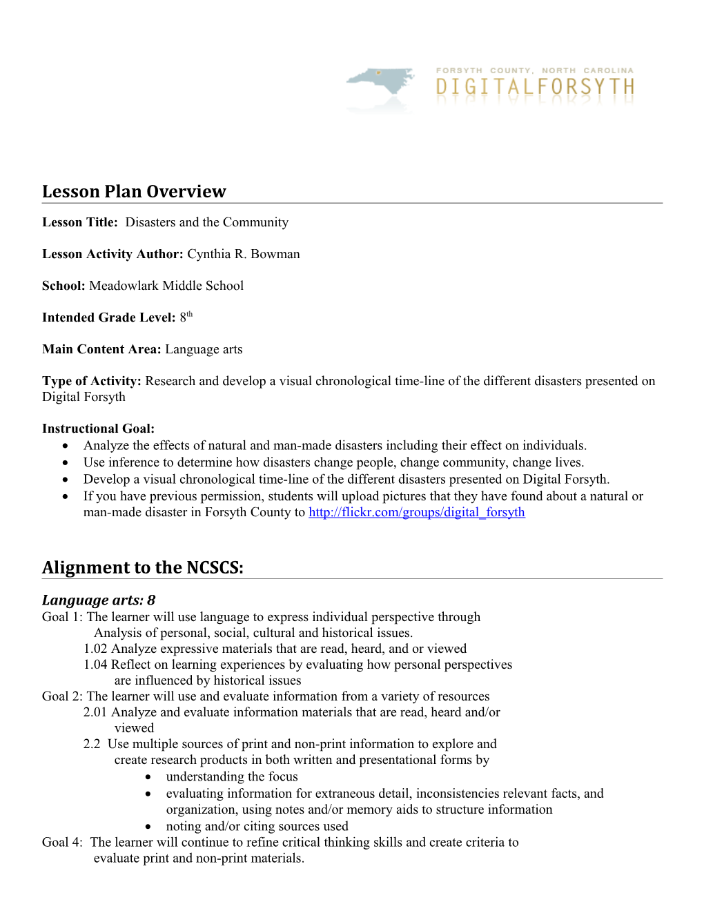 Lesson Plan Overview