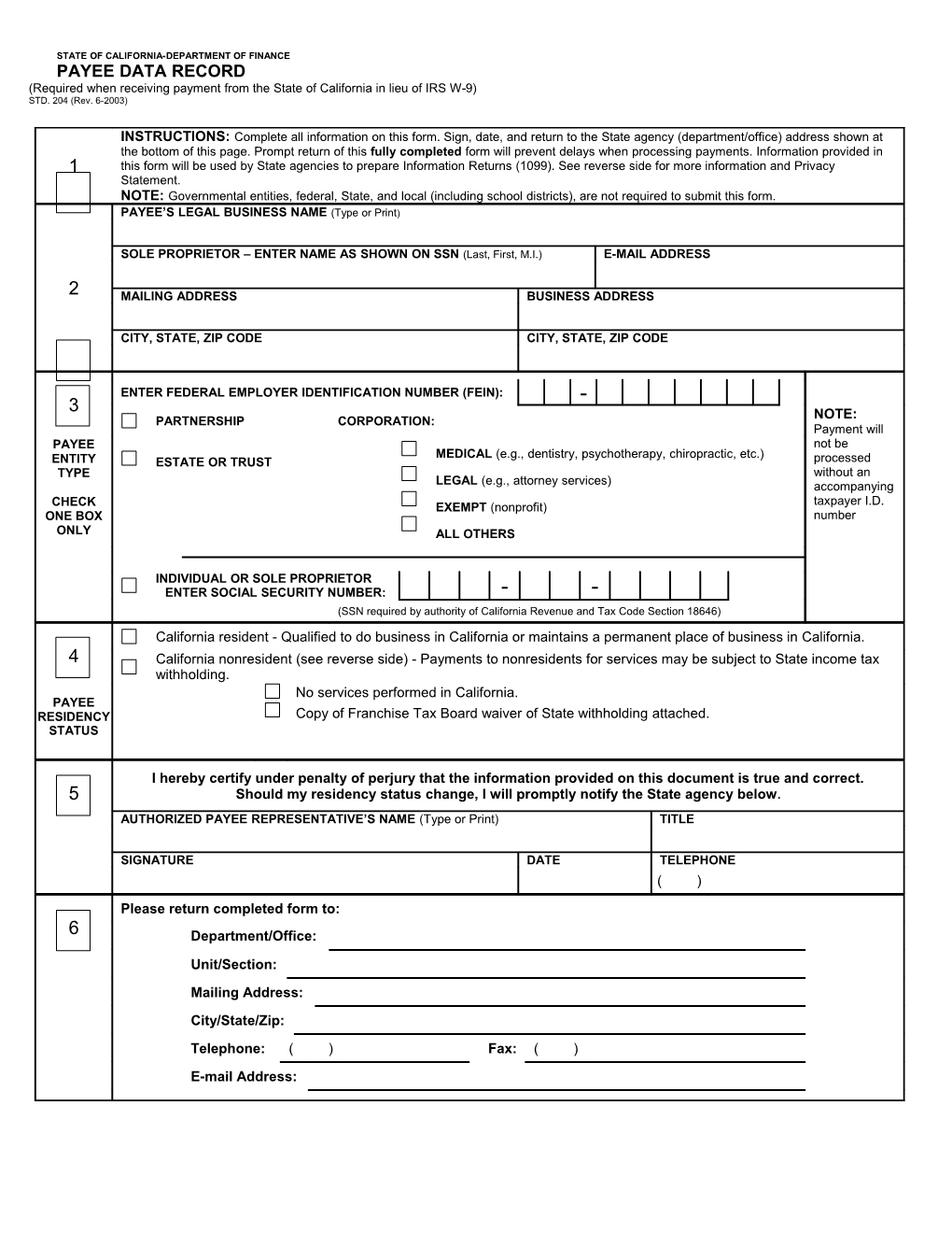 State of California-Department of Finance