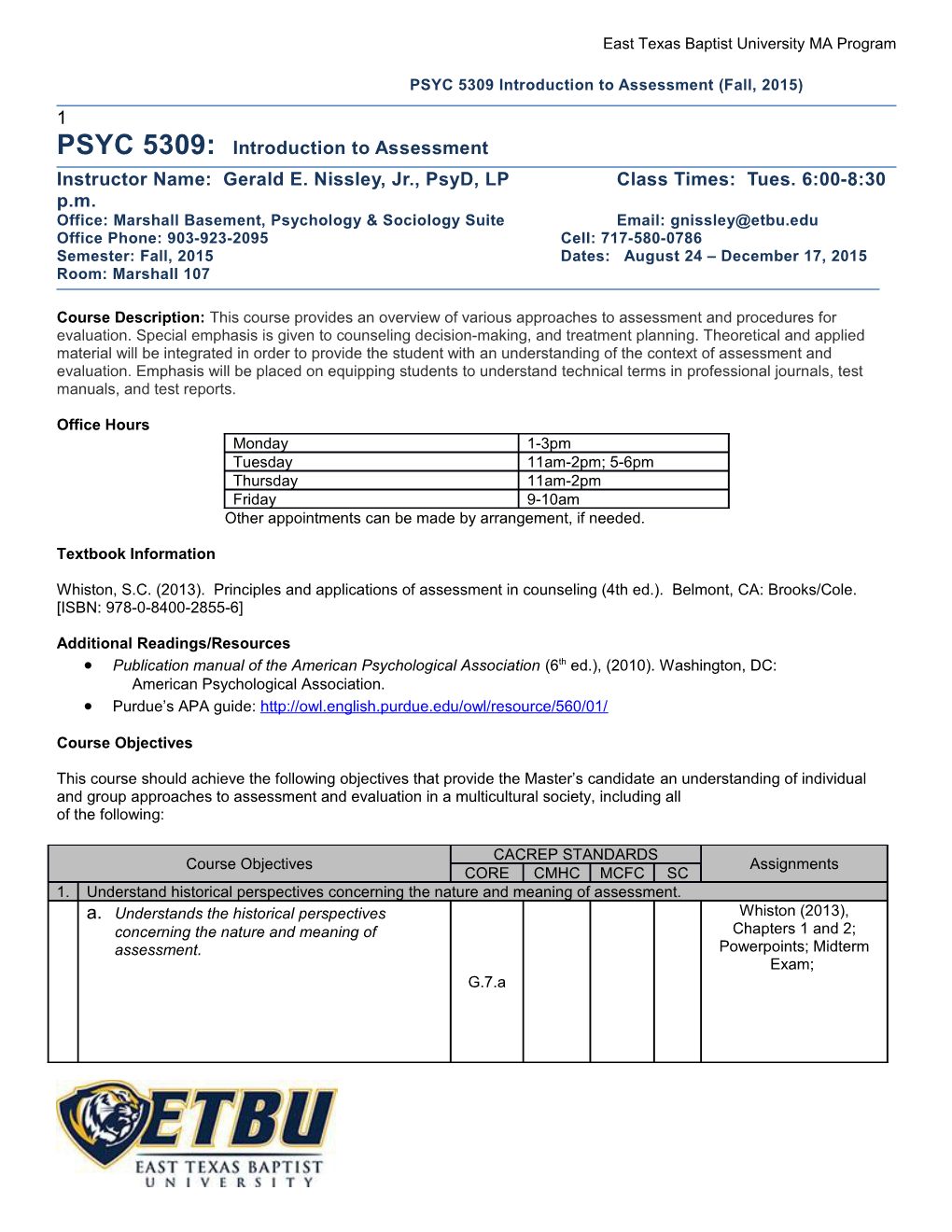 Course Number: Course Title (Semester)