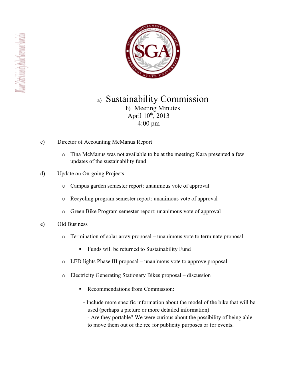 Sustainability Commission