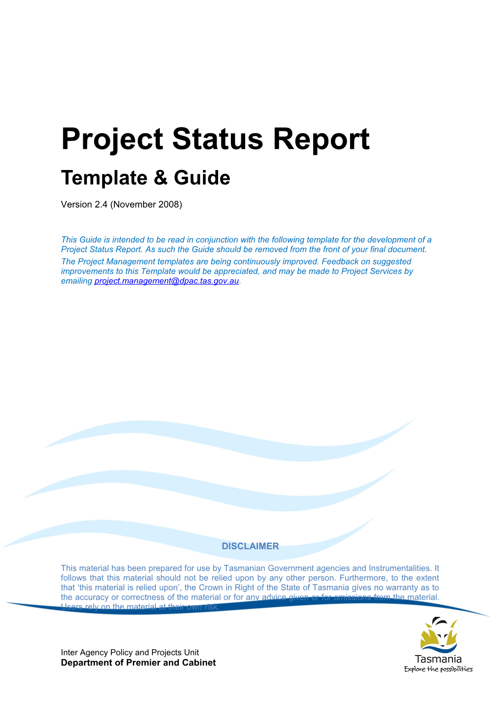 PM 030 Project Status Report: Template and Guide