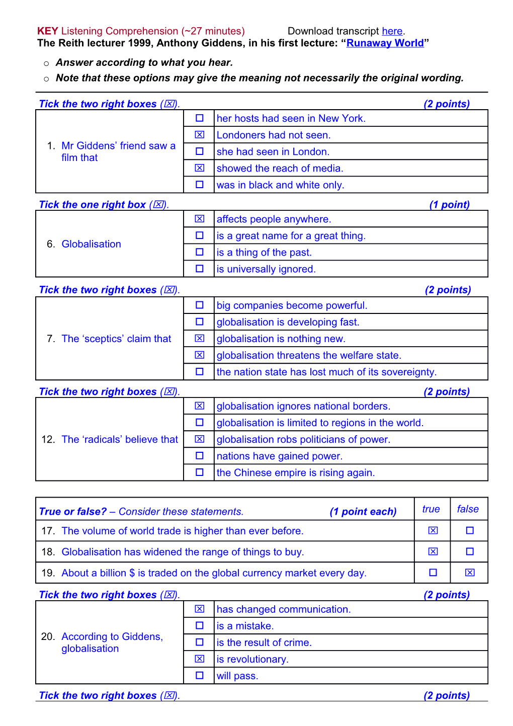 Keylistening Comprehension( 27 Minutes)Download Transcript Here. the Reith Lecturer 1999