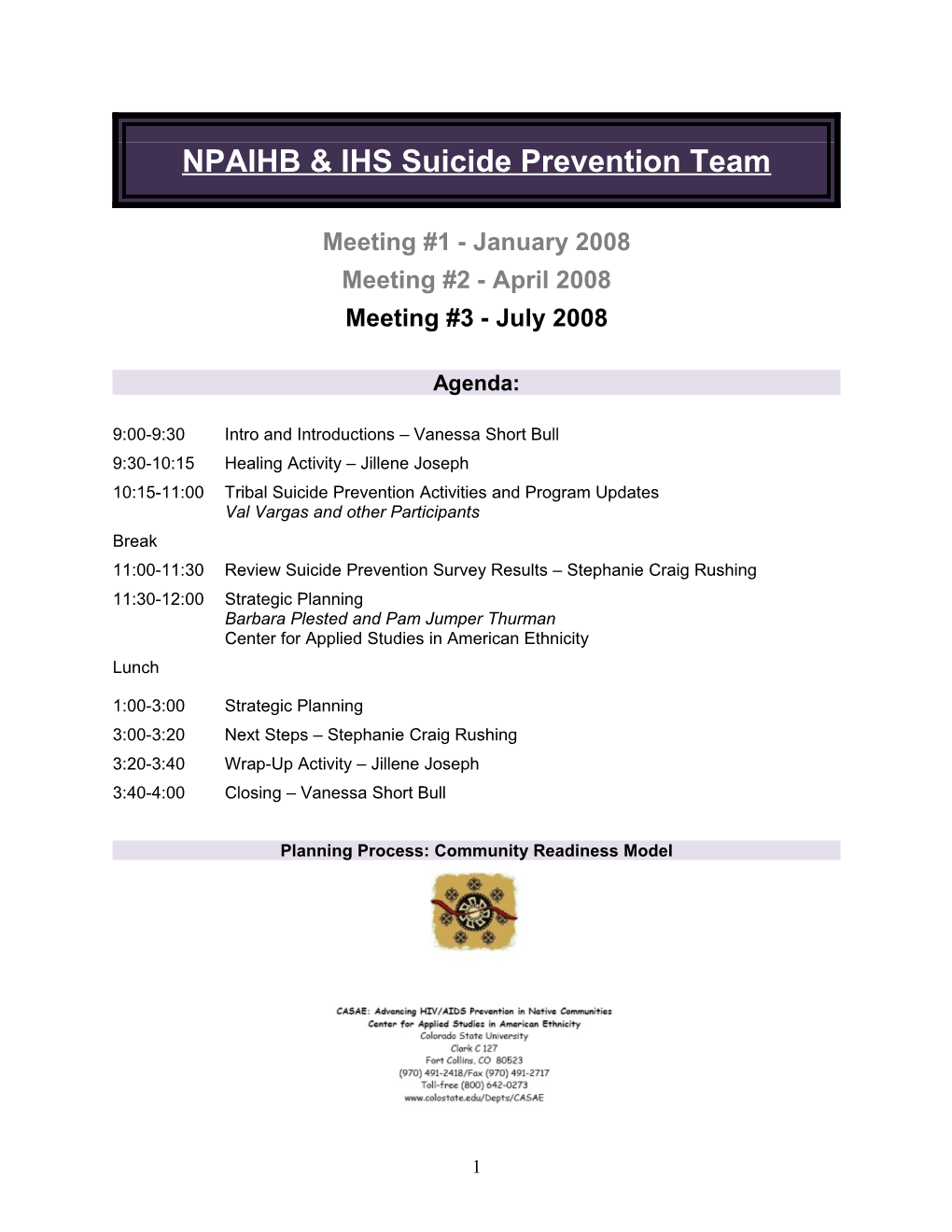 NPAIHB Suicide Prevention Team