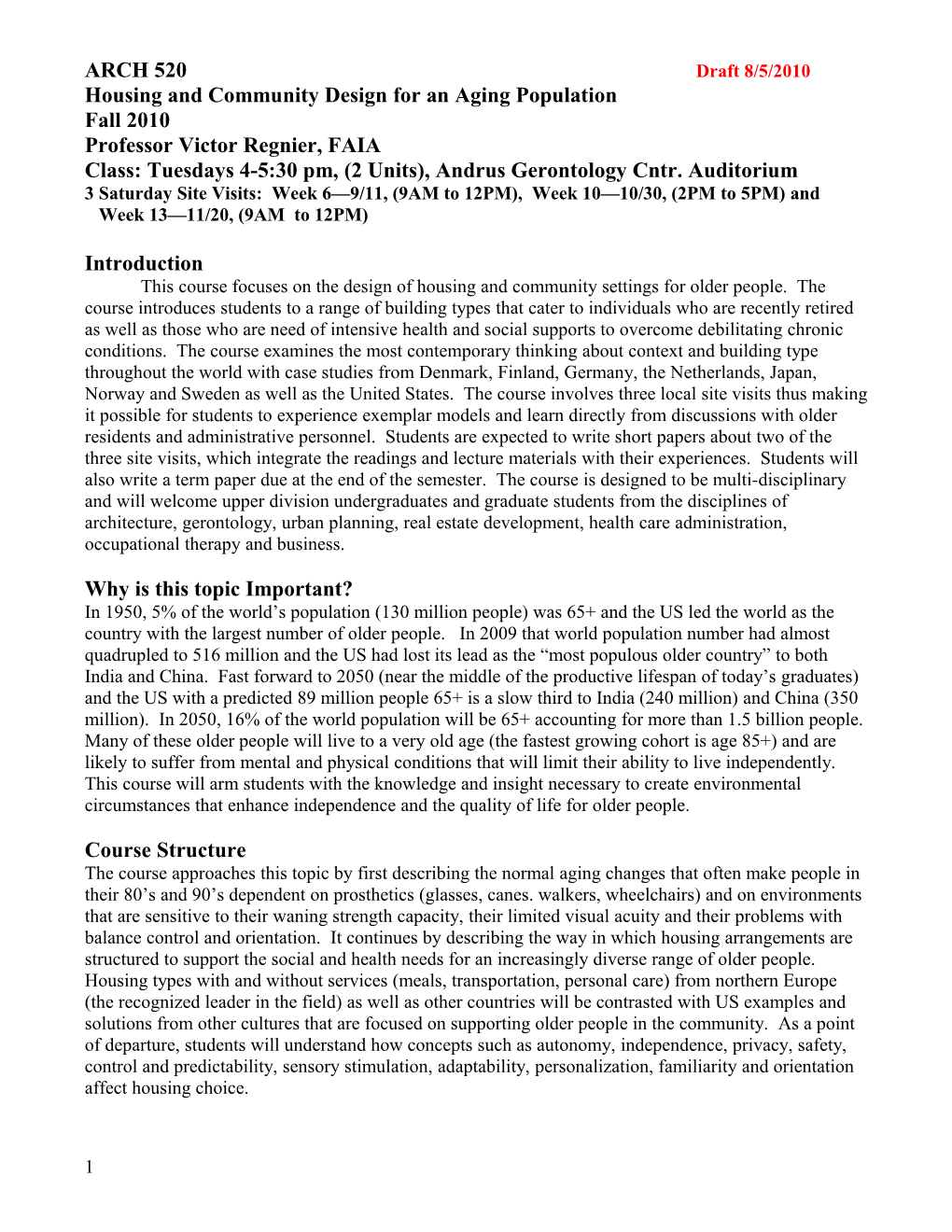 Housing and Community Design for an Aging Population