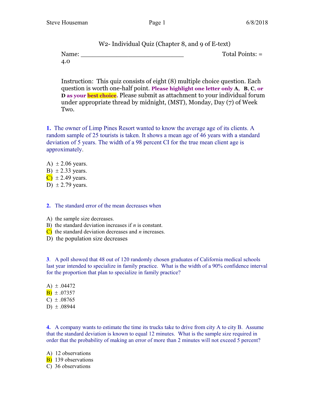 Week Five: Comprehensive Individual Final Exam