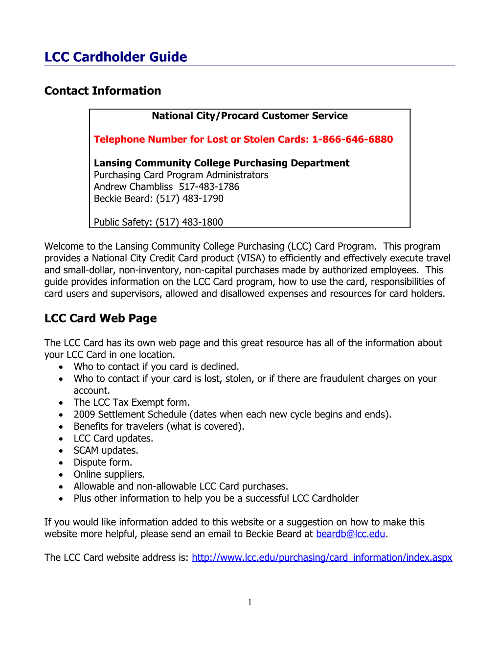 LCC Cardholder Guide