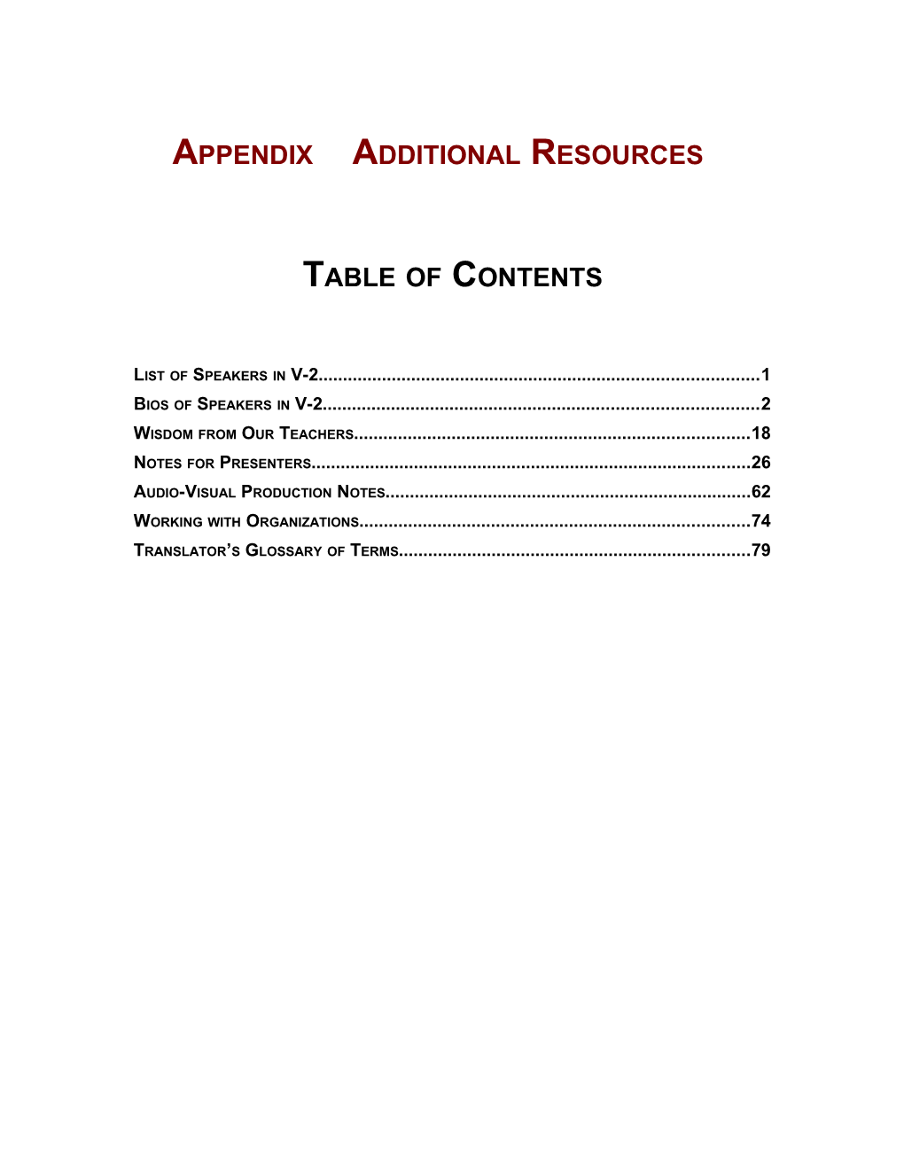 Appendix Additional Resources