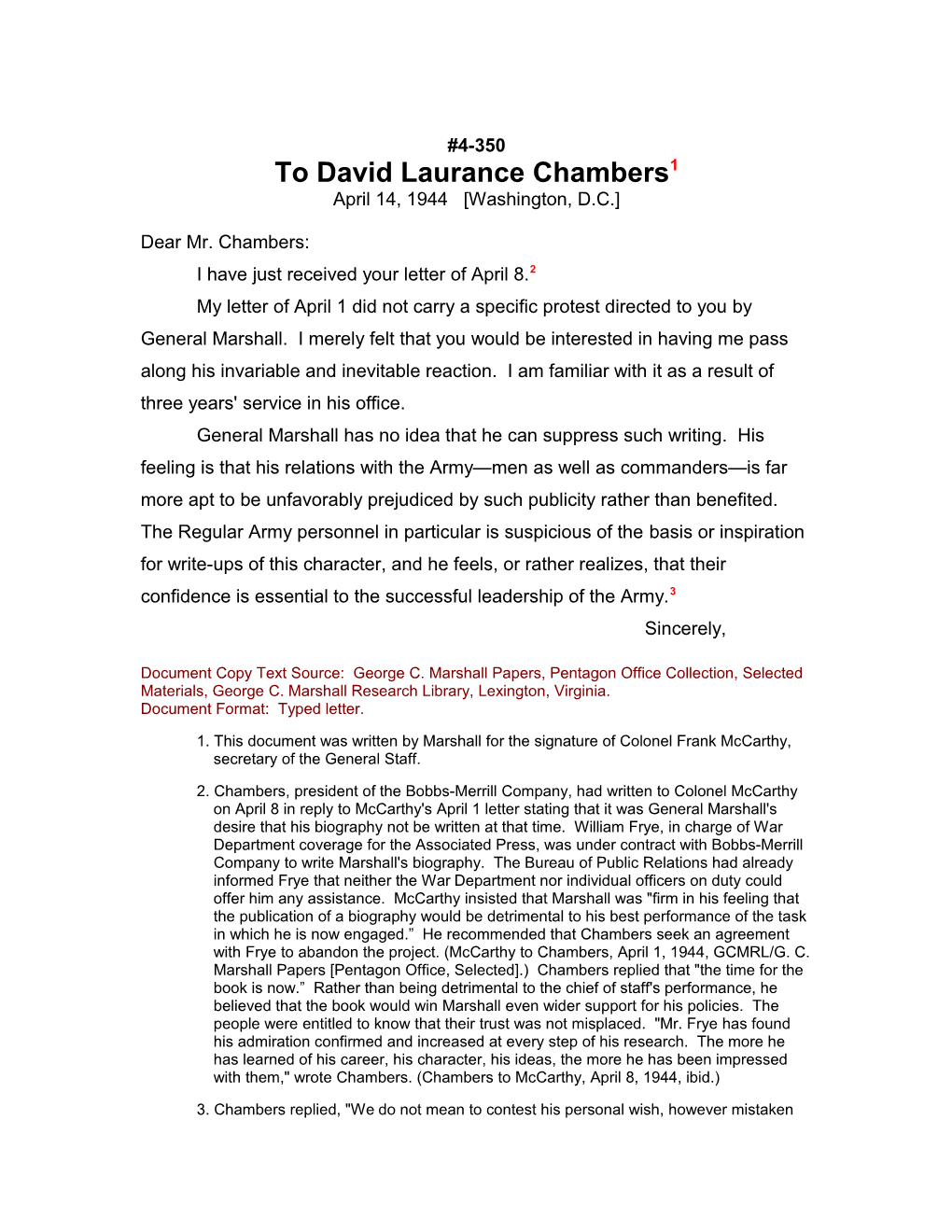 To David Laurance Chambers1