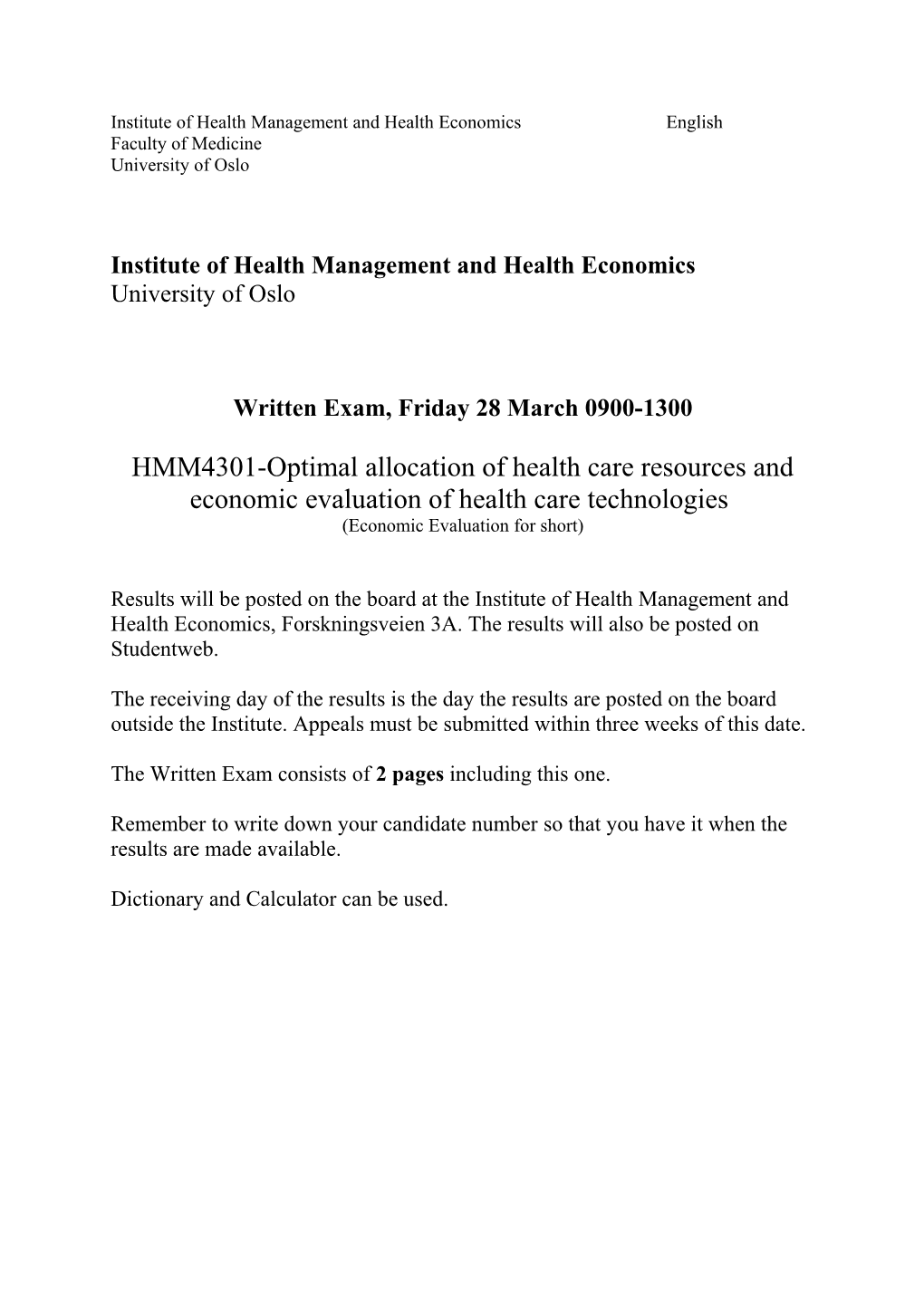 Institute of Health Management and Health Economics English