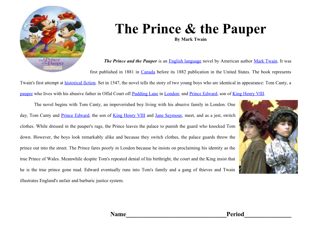 Grade 6 - Quarter 3: PRINCE and the PAUPER