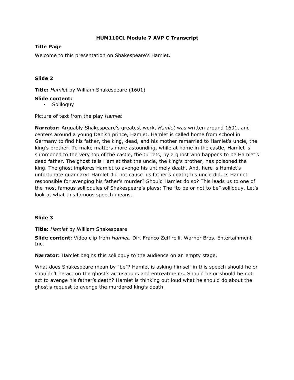 HUM110CL Module 7 AVP C Transcript