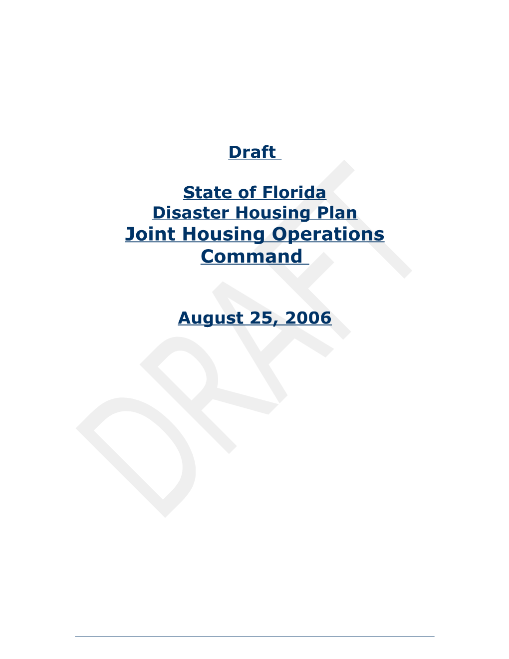 Housing Operations Center - Draft Outline