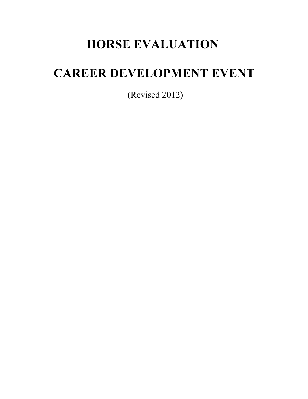 Horse Evaluation Career Development Event