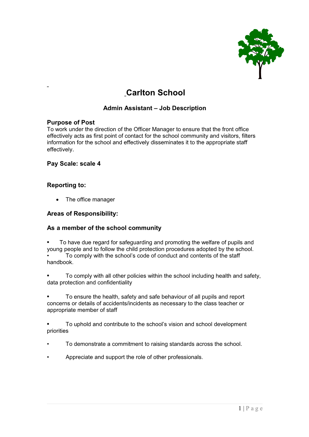 Admin Officer Carlton School