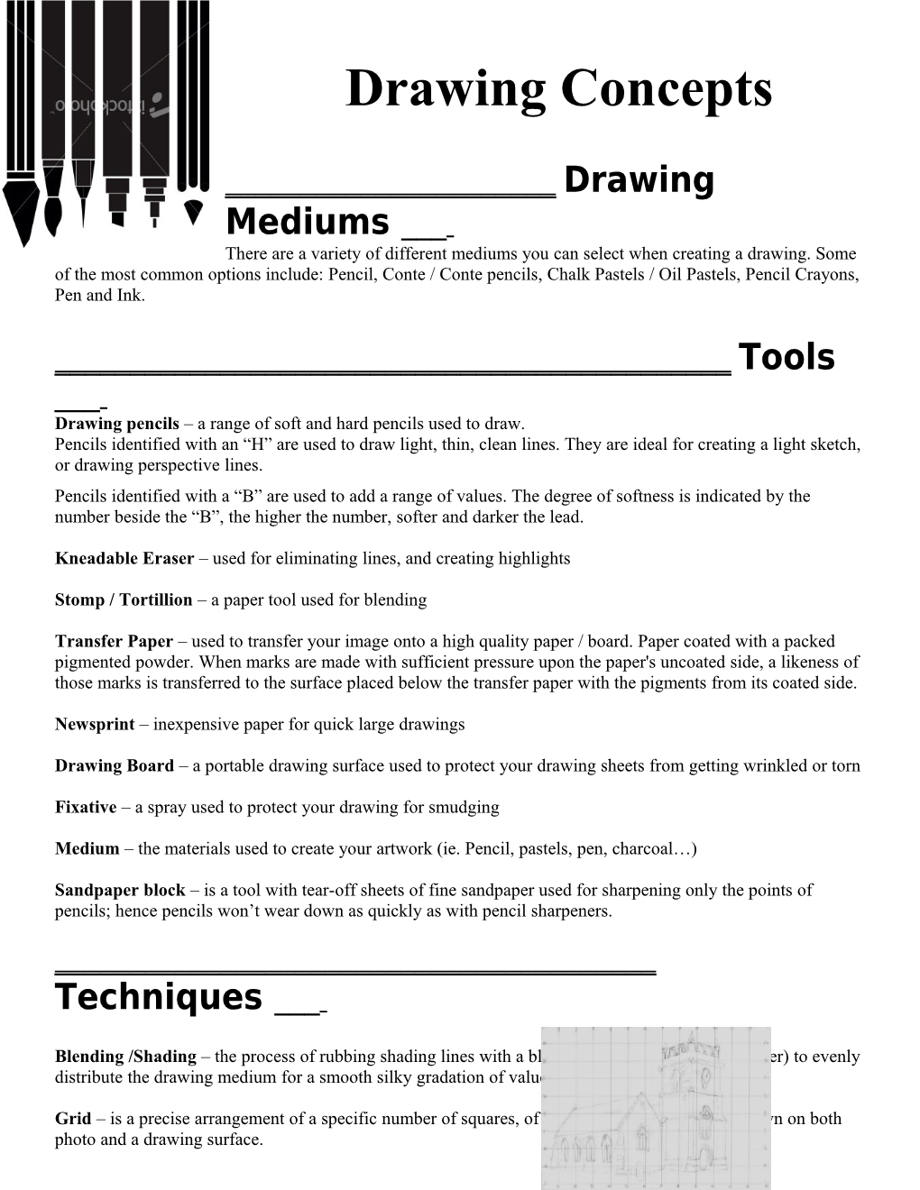 Drawing Pencils a Range of Soft and Hard Pencils Used to Draw