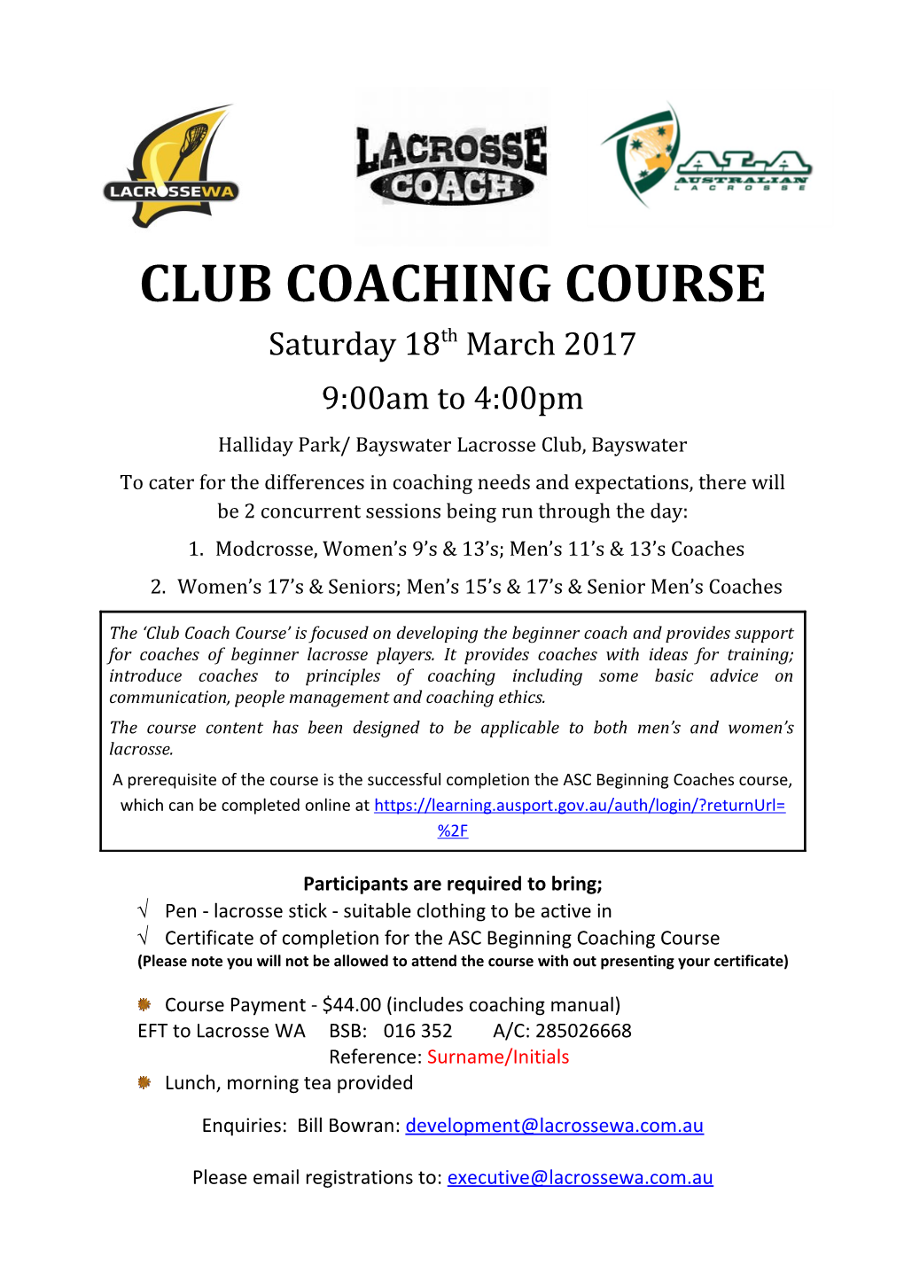 Club Coaching Course