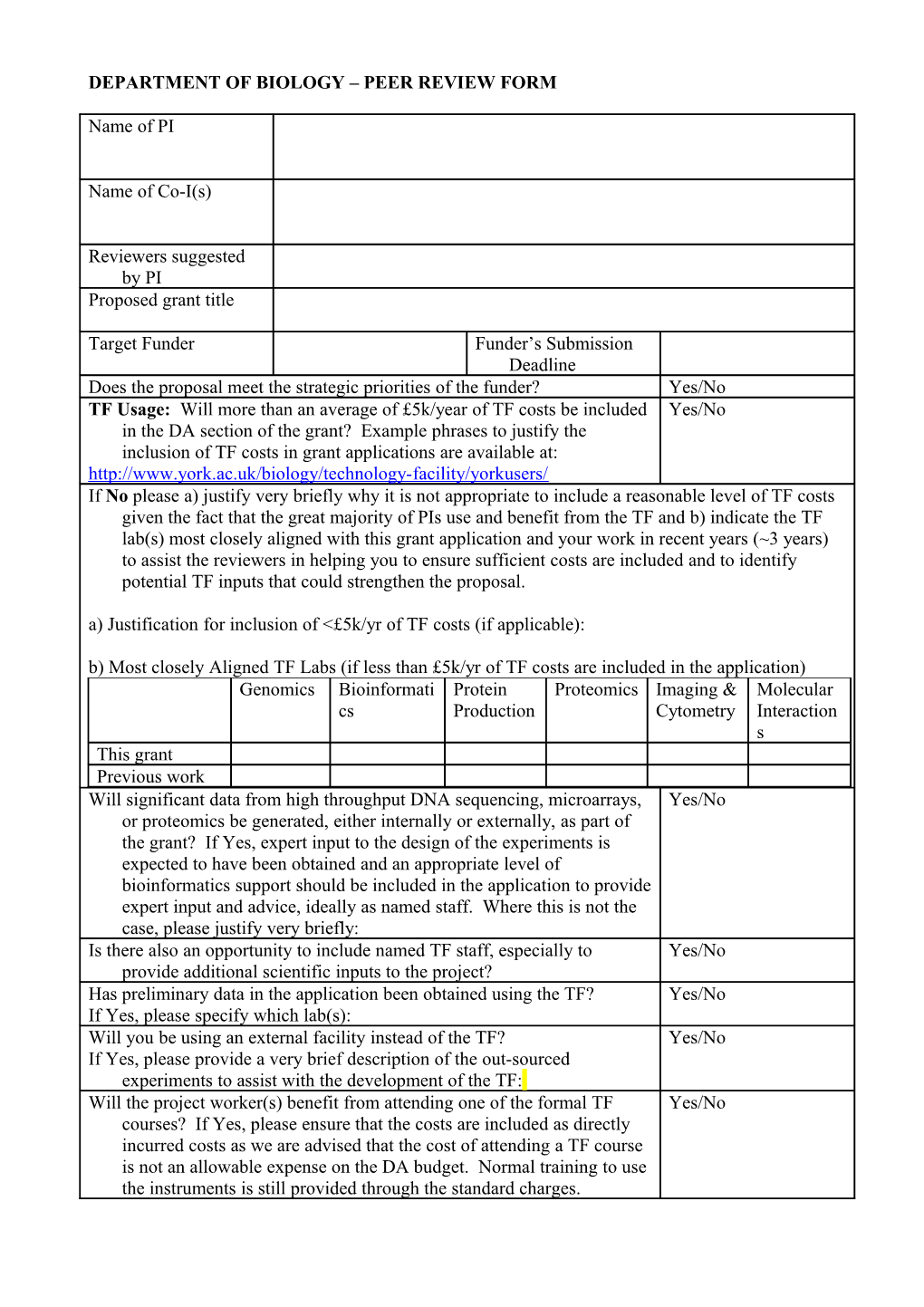 Submission of Research Project Form