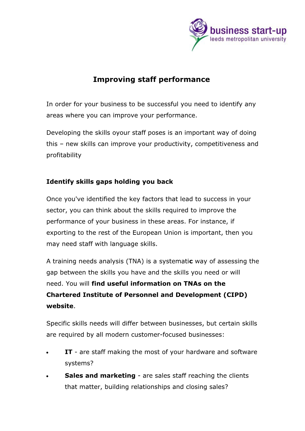 Improve the Performance of Your Staff