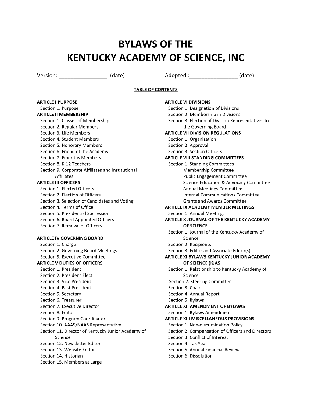 Kentuckyacademy of Science, INC