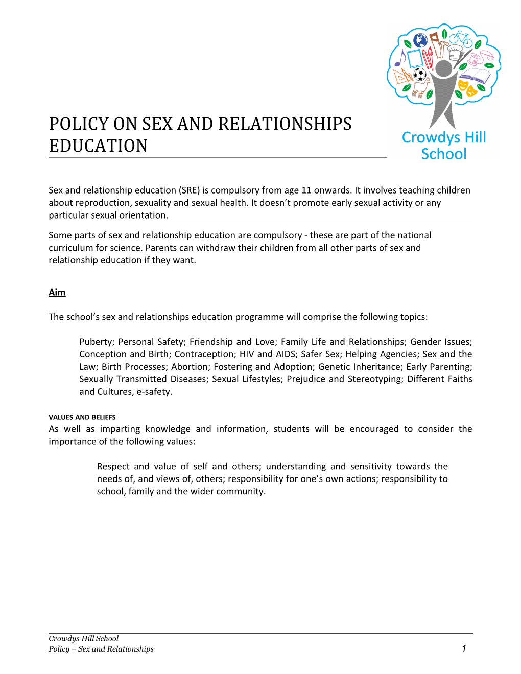 Policy on Sex and Relationships