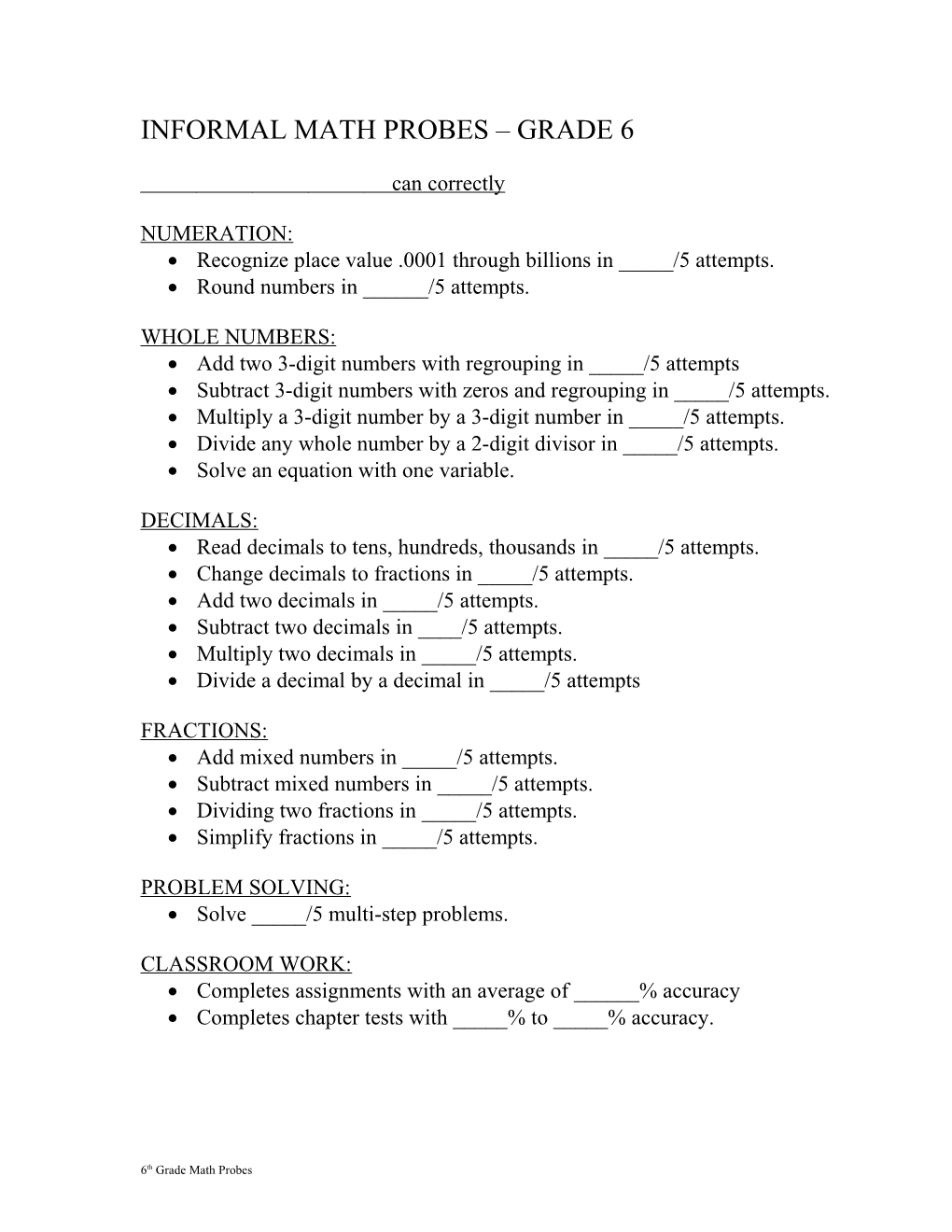 Informal Math Probes Grade 4 s1