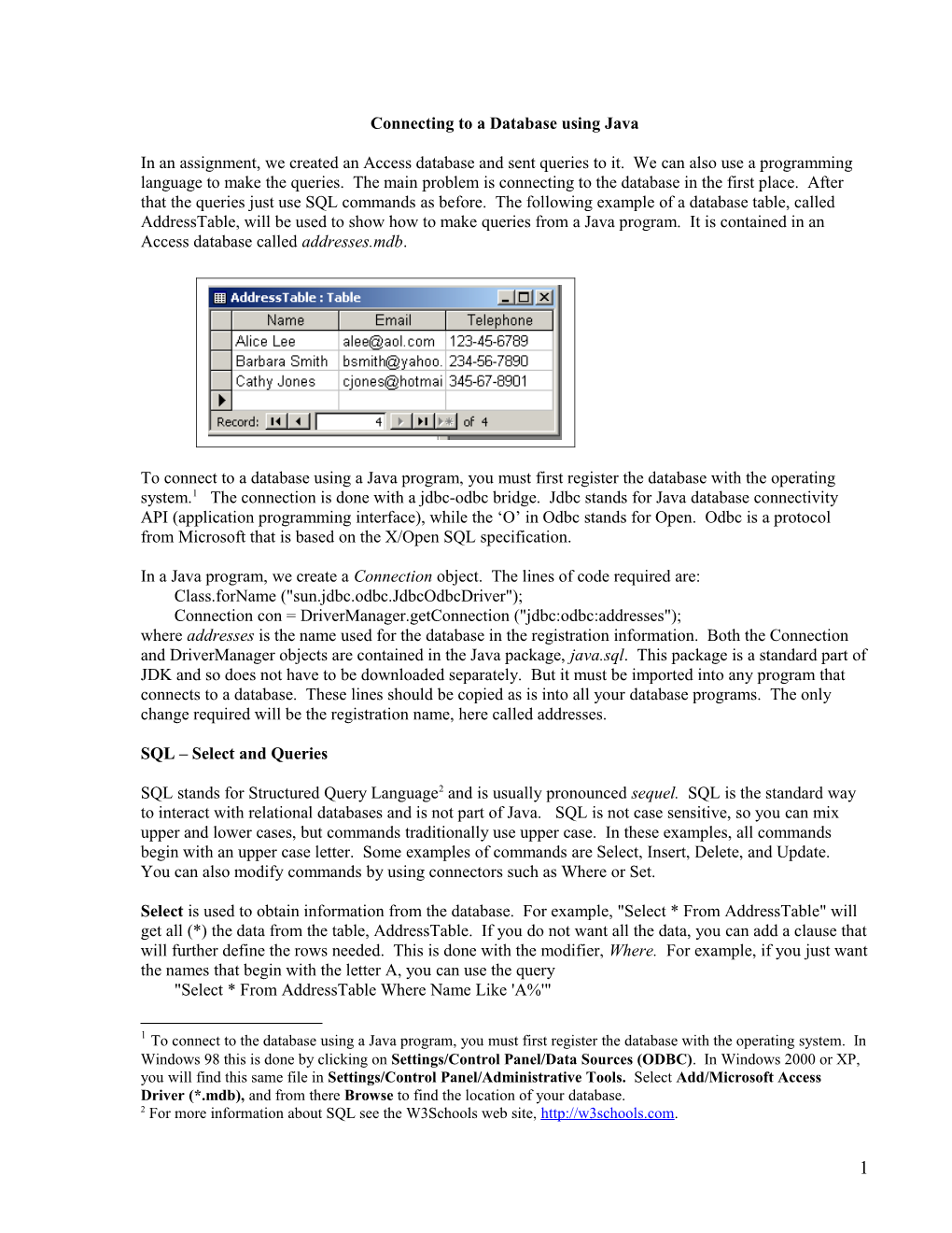 Connecting to a Database