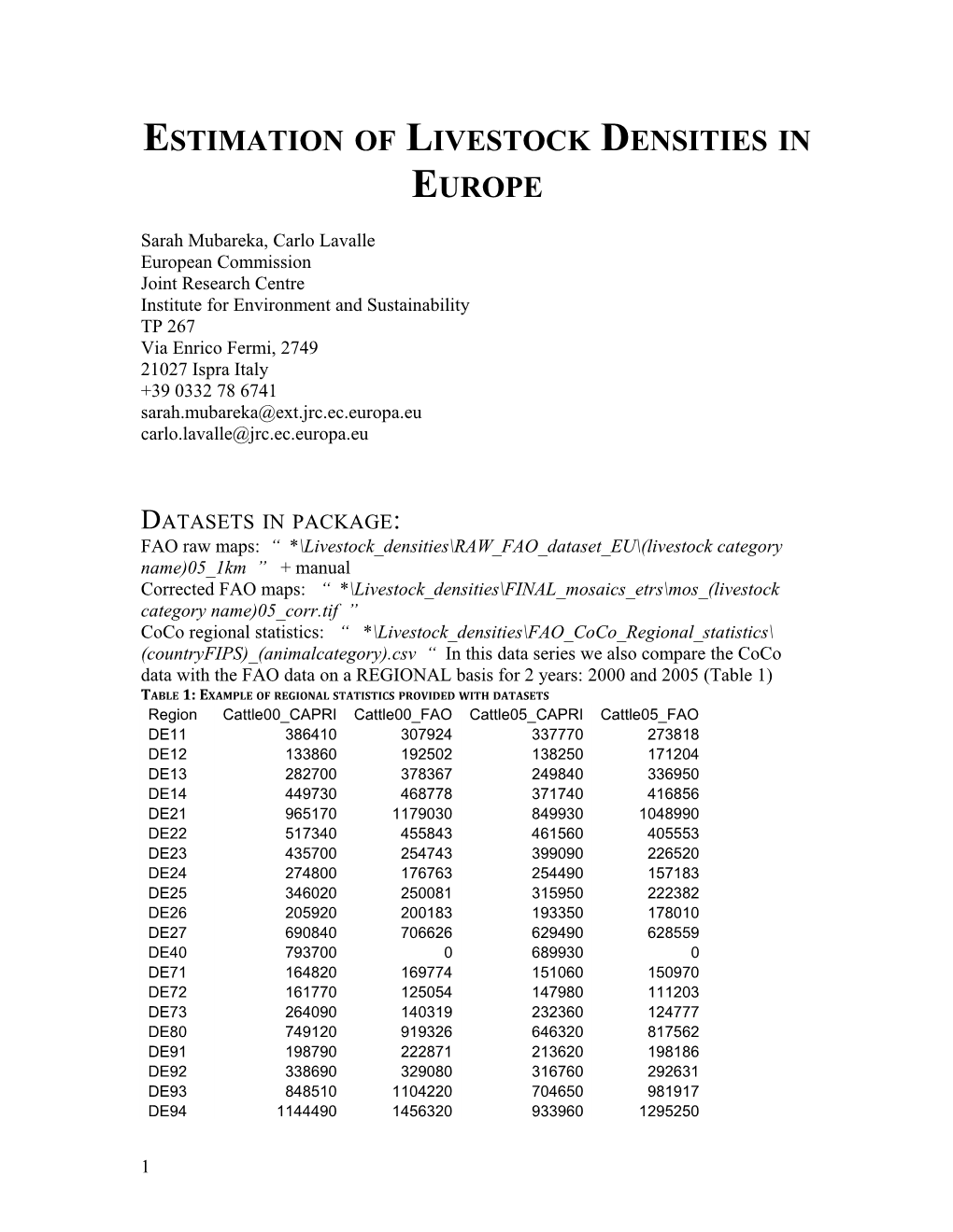 Estimation of Livestock Densities in Europe