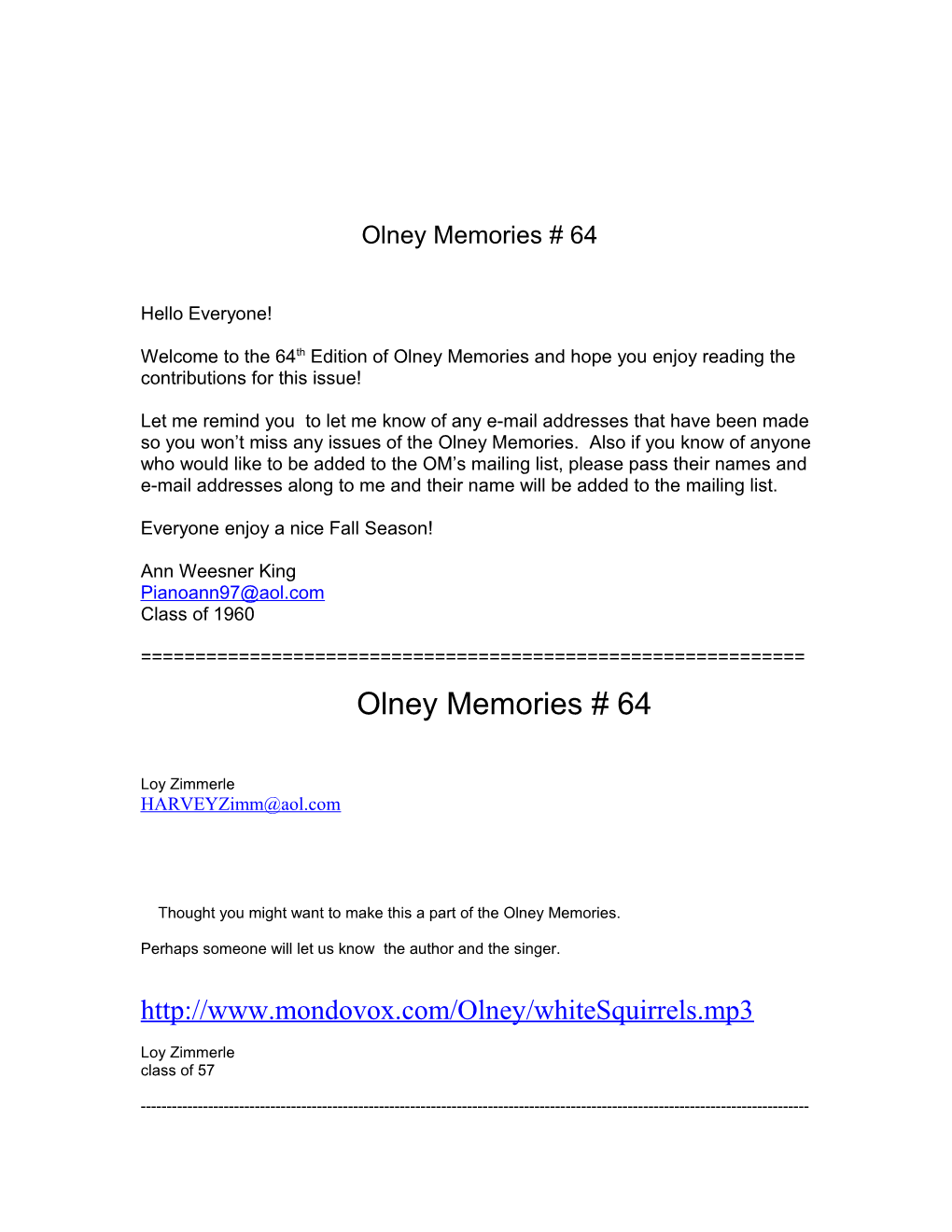 Olney Memories # 64