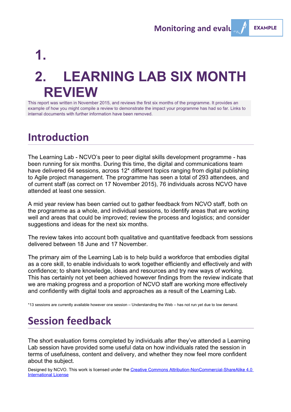 Learning Lab Six Month Review