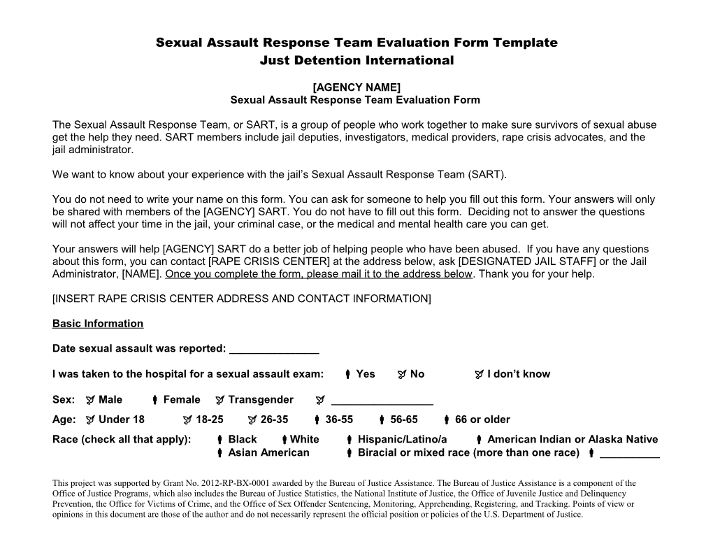 Sexual Assault Response Team Evaluation Form