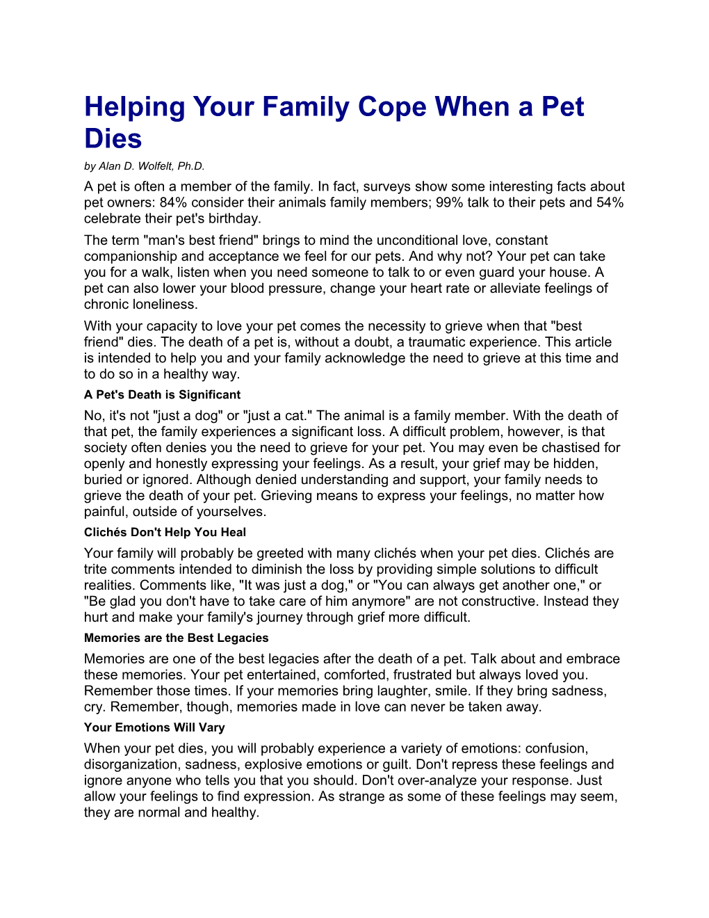 Helping Your Family Cope When a Pet Dies