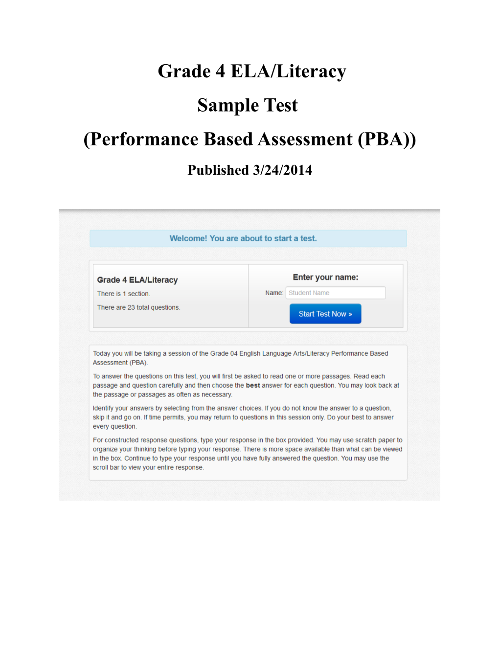 Performance Based Assessment (PBA