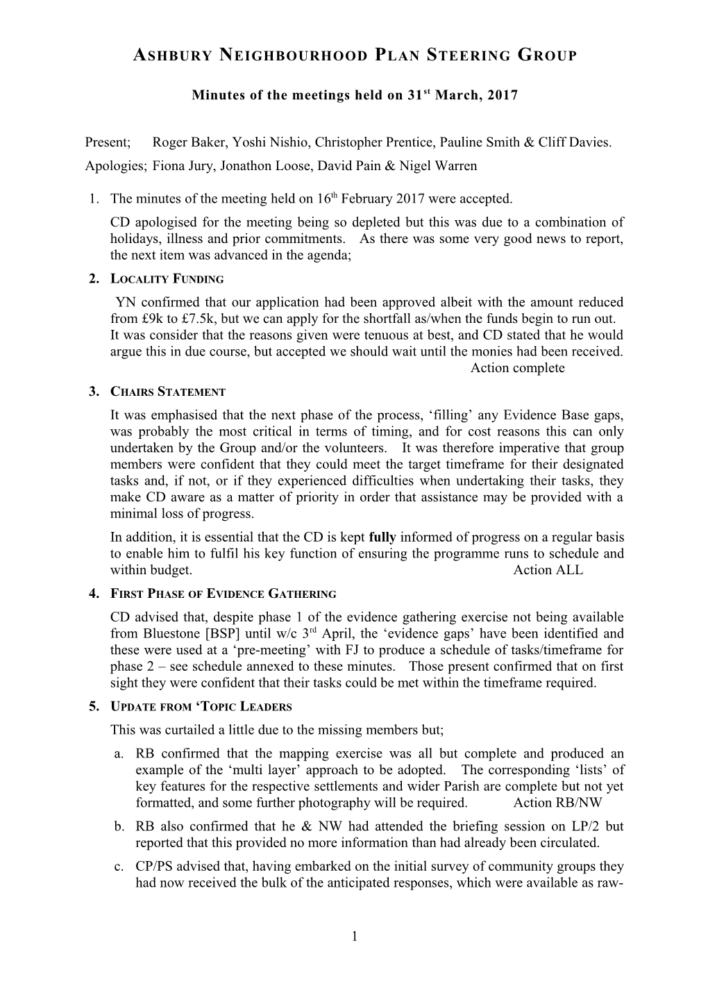 Ashbury Neighbourhood Plan Steering Group