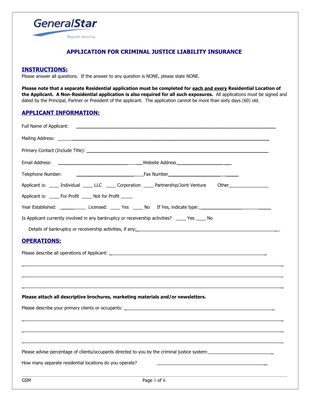 Application for Oil & Gas Service Contractors