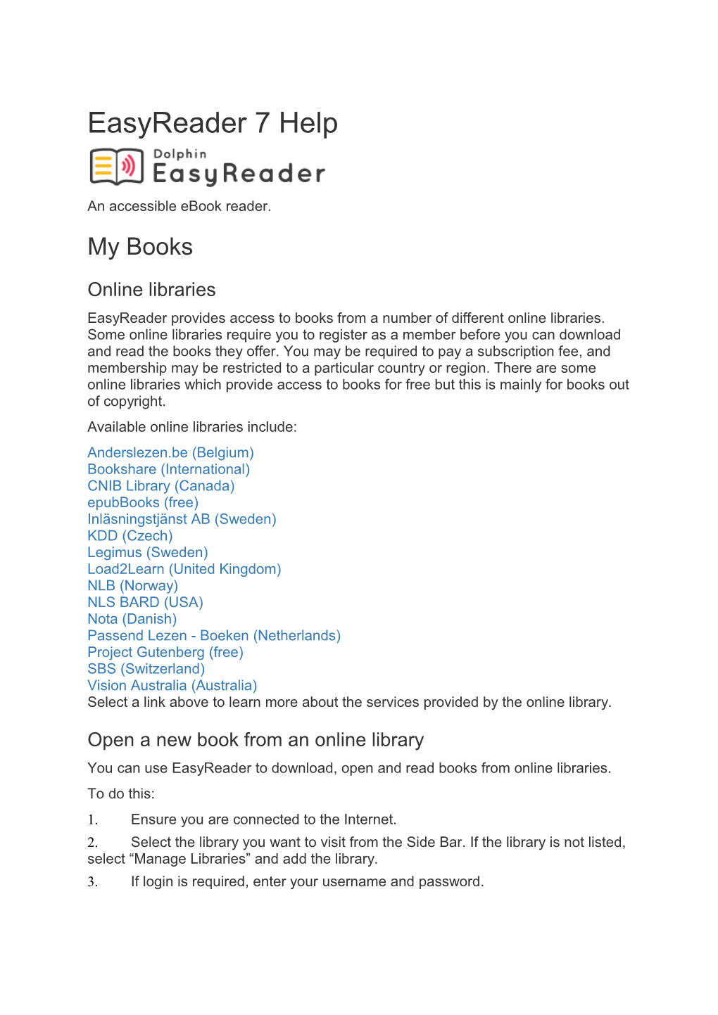 Easyreader 7 Help