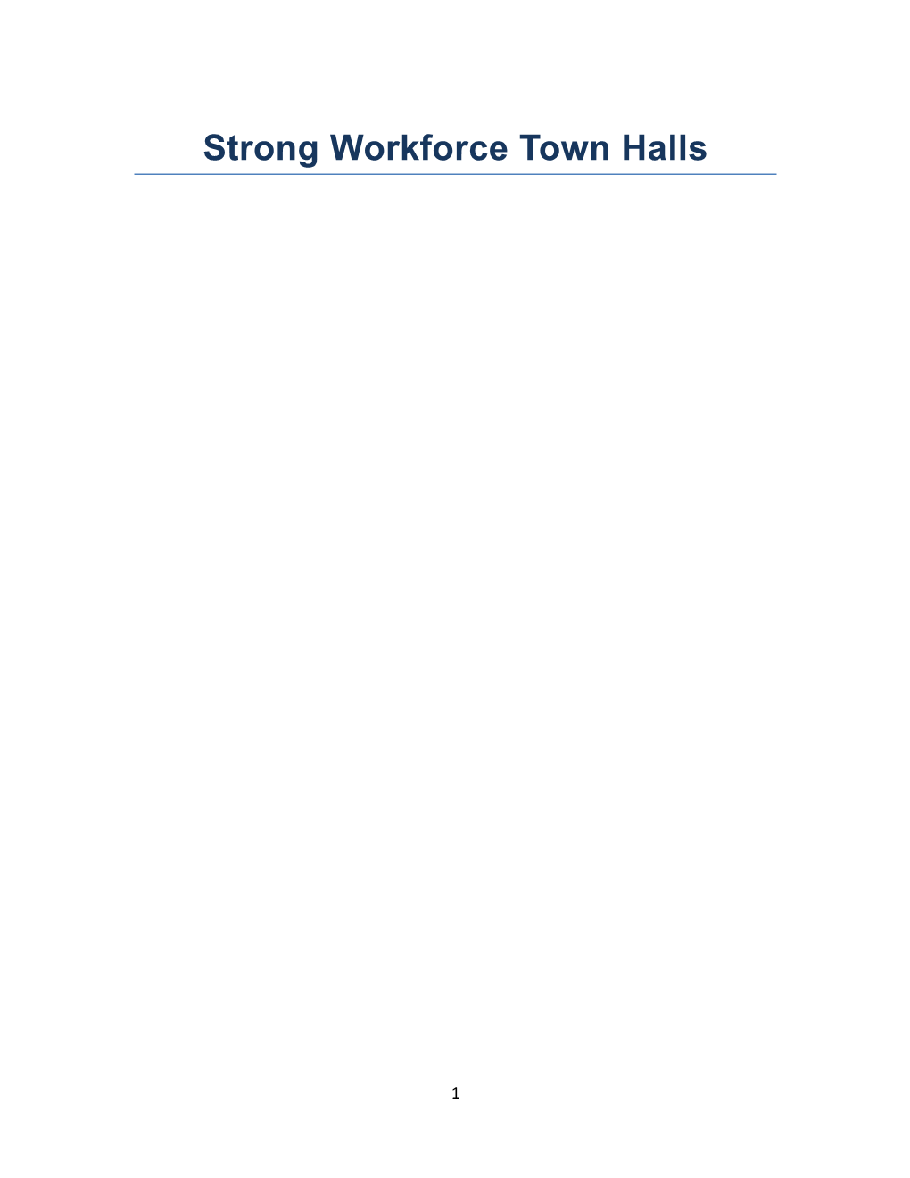 Strong Workforce Town Halls