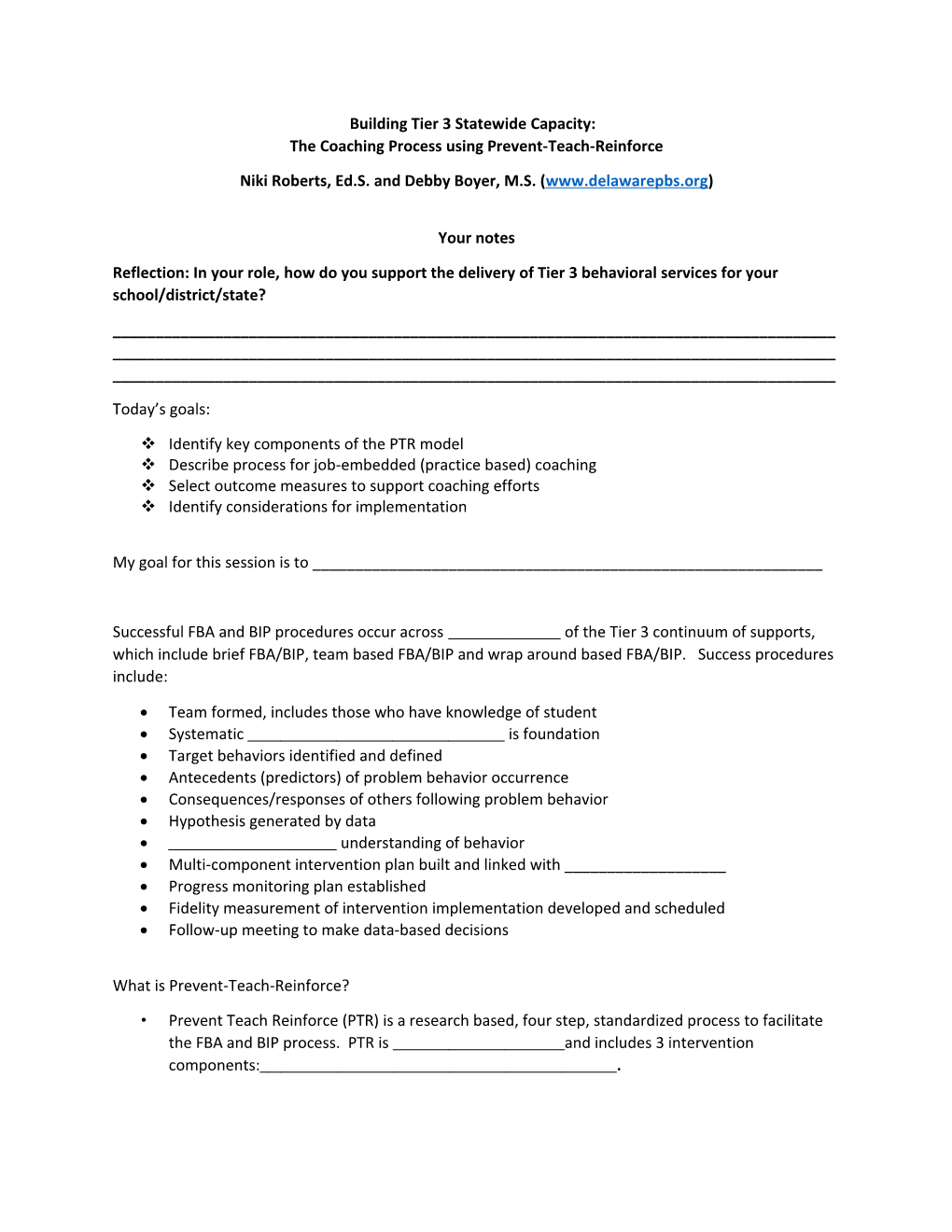 Building Tier 3 Statewide Capacity: the Coaching Process Using Prevent-Teach-Reinforce