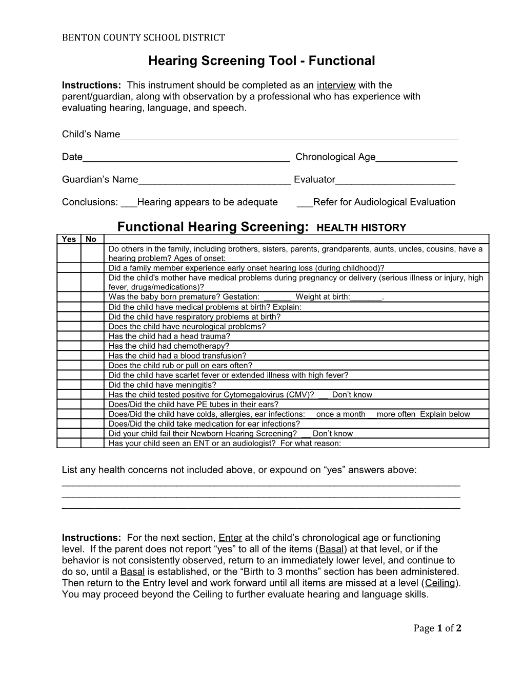 Hearing Screening Tool - Functional