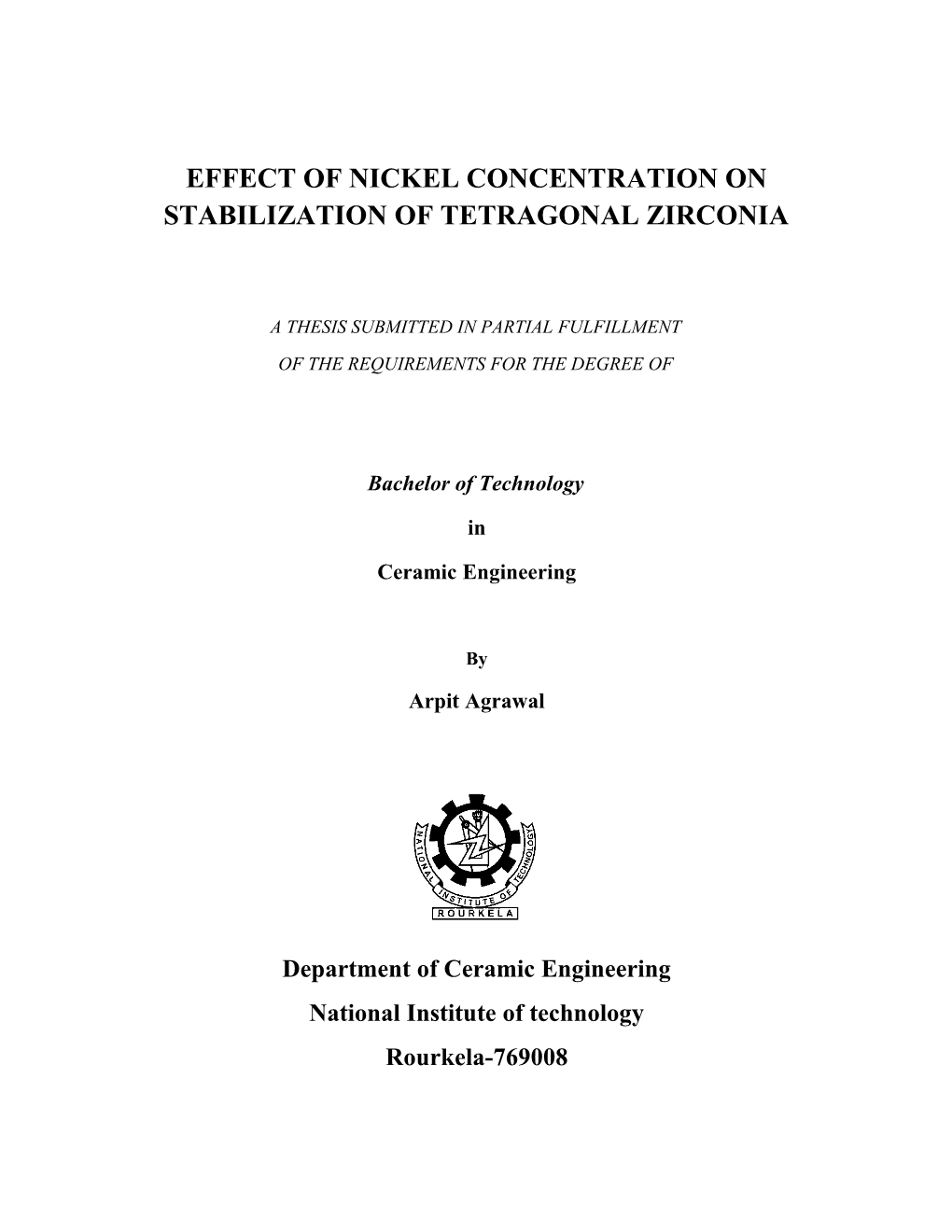 Effect of Nickel Concentration on Stabilization of Tetragonal Zirconia